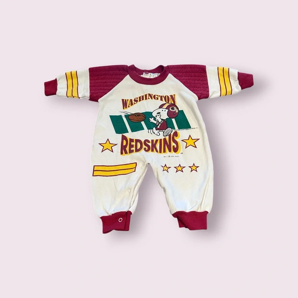 Vintage 1994 NFL Peanuts Snoopy Washington Redskins One Piece Sz 6-9 Months - Picture 1 of 11